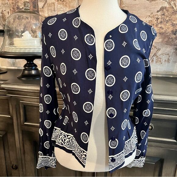 Vintage Navy & White Blouse Button size 8 - Picture 2 of 6